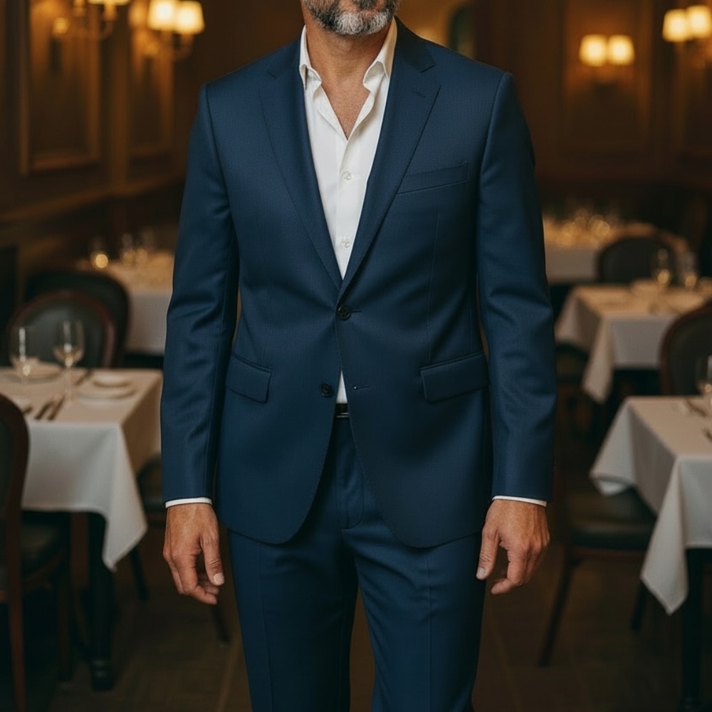 Gianelli Navy Blue Suit (40R / 34W) – Worn Once – FREE Express White Shirt Incl.
